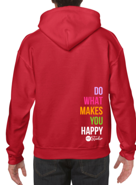Sudadera roja "DO WHAT MAKES YOU HAPPY".